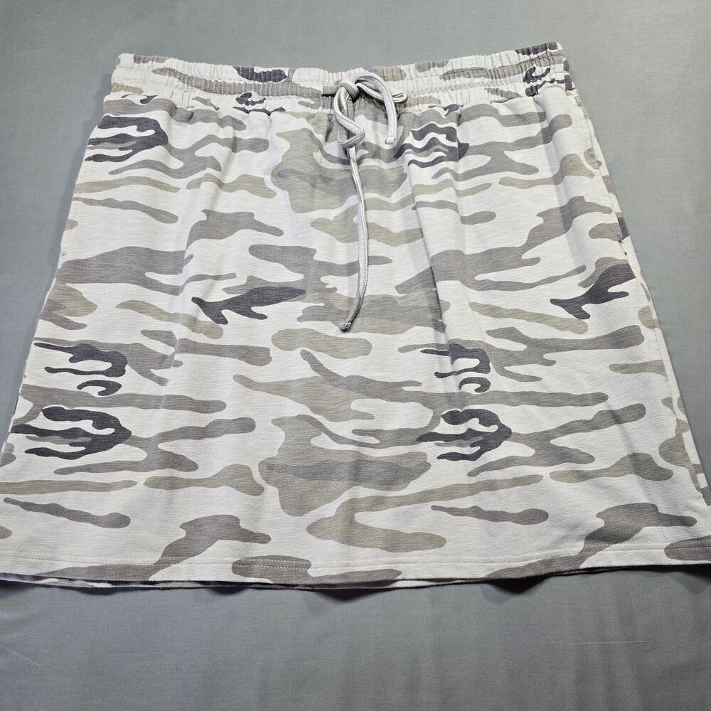 44 Degrees North Gray Camo Mini Skirt Stretch Elastic Waist Drawstring Womens XL